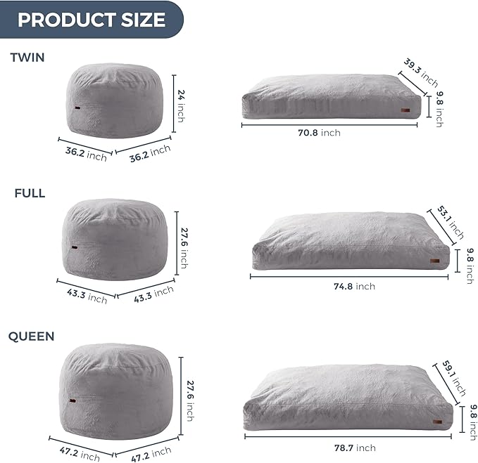 Giant Convertible Bean Bag Chair Bed