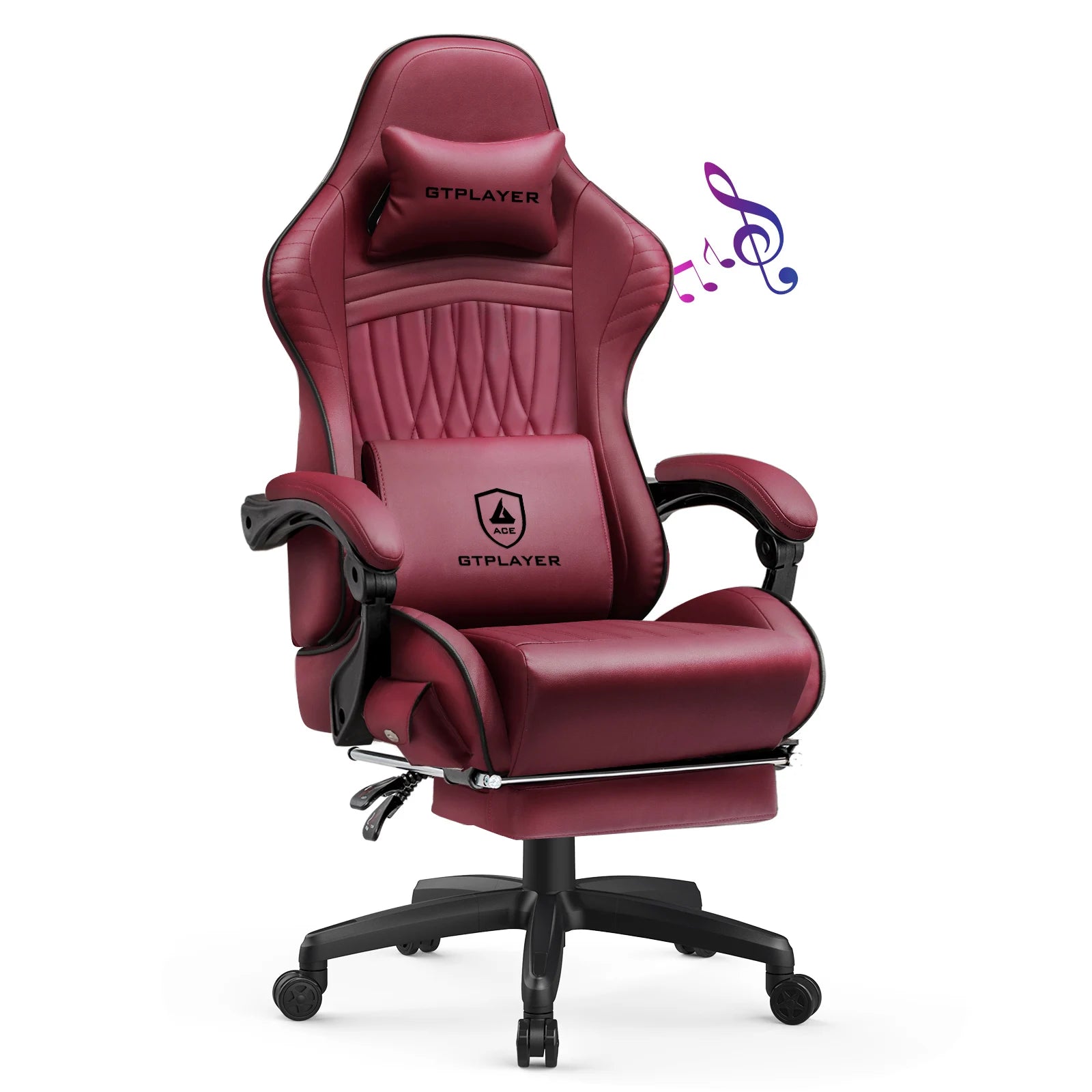 Swiveling Gaming Chair with Speakers and Footrest