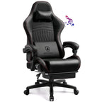 Swiveling Gaming Chair with Speakers and Footrest
