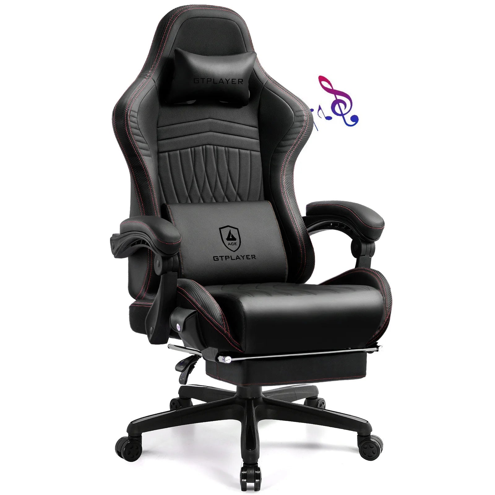 Swiveling Gaming Chair with Speakers and Footrest