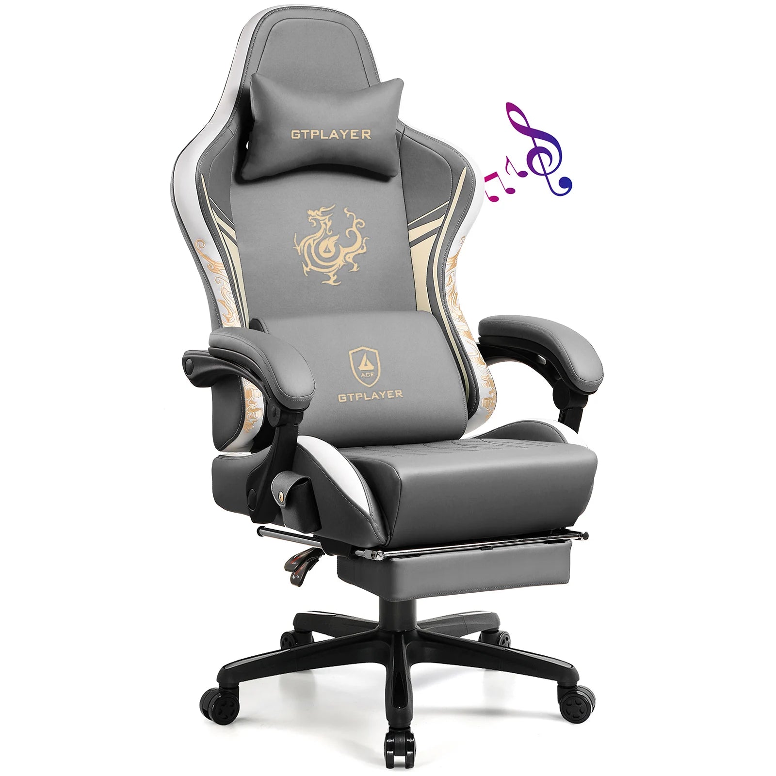 Ergonomic Gaming Chair with Footrest and Speakers
