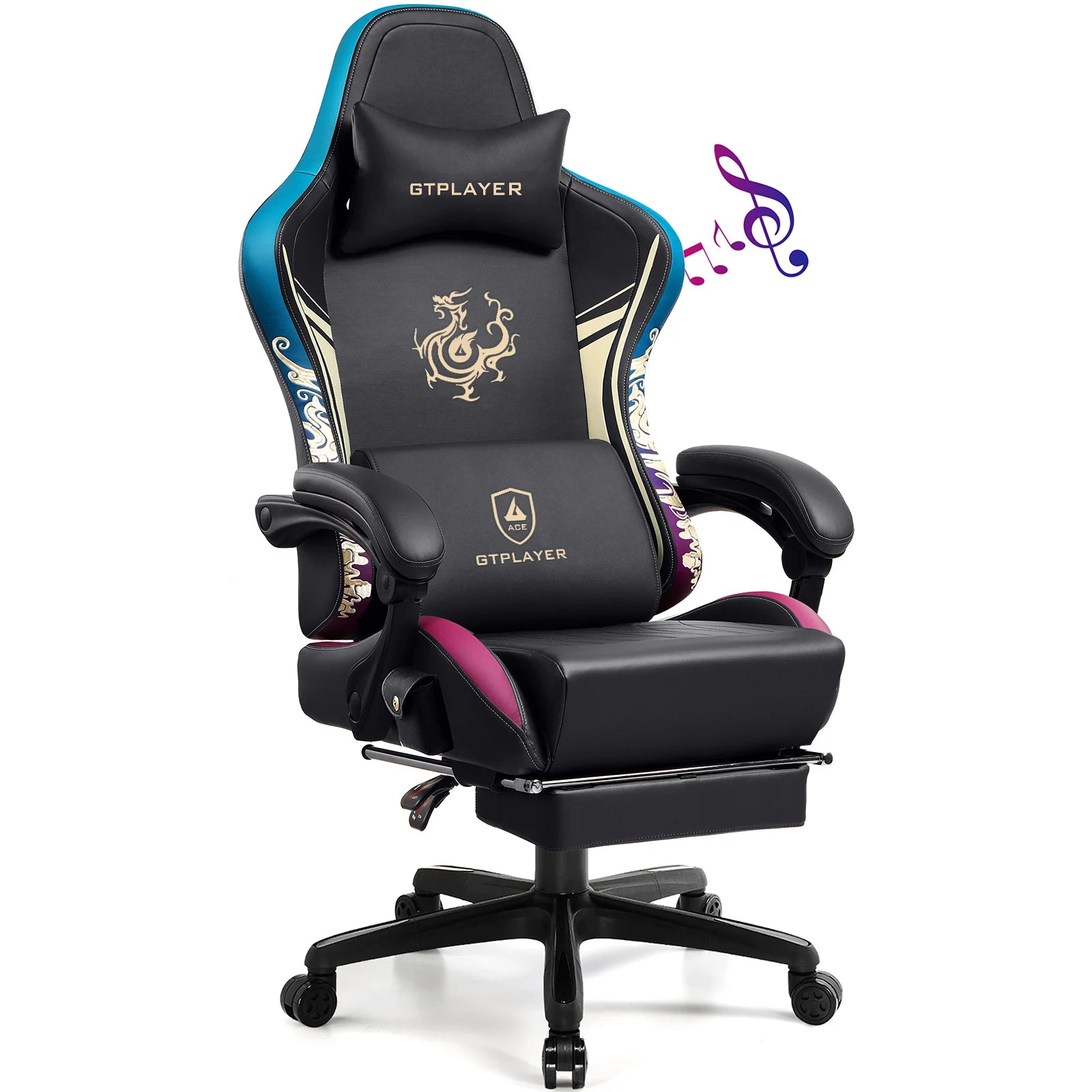 Ergonomic Gaming Chair with Footrest and Speakers
