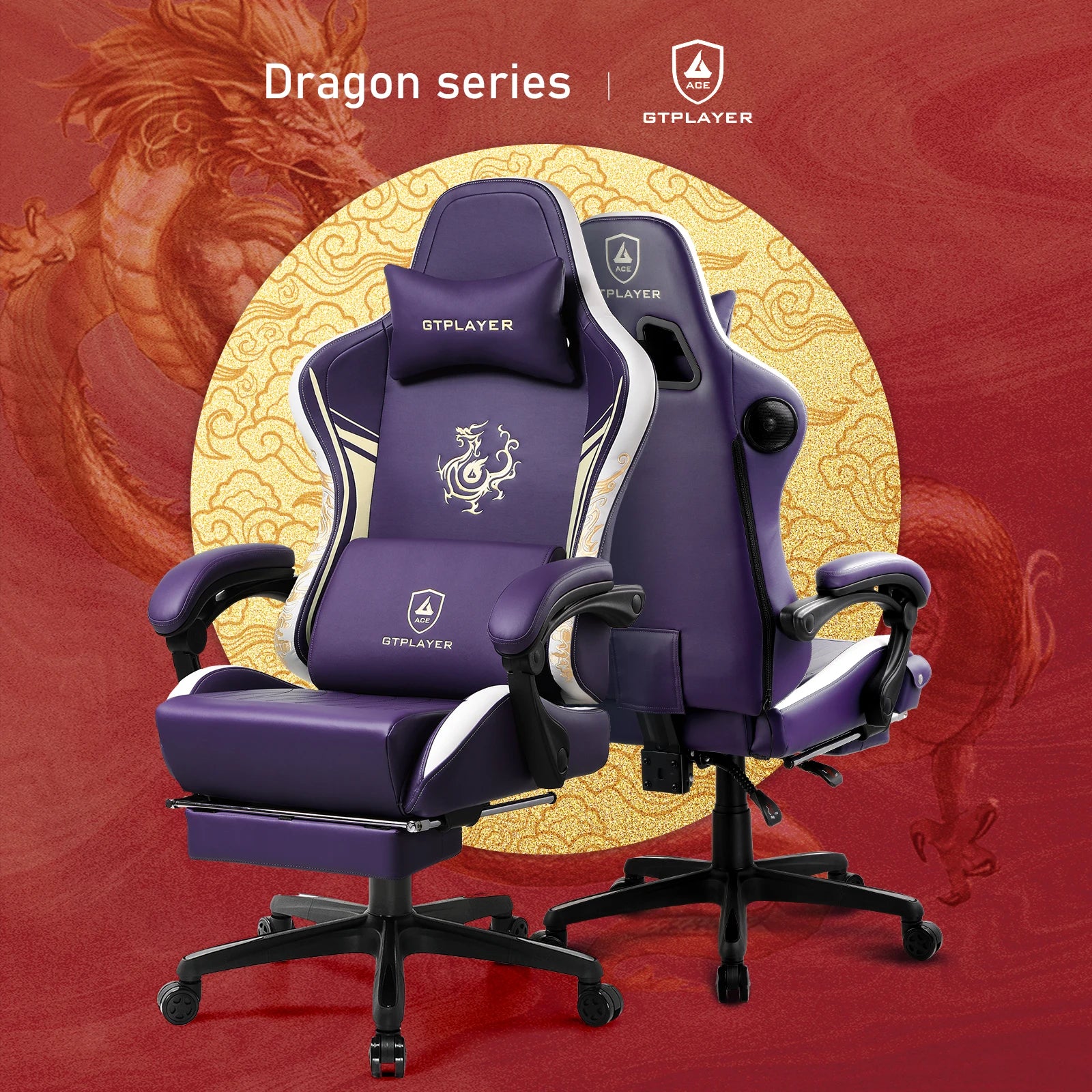 Ergonomic Gaming Chair with Footrest and Speakers