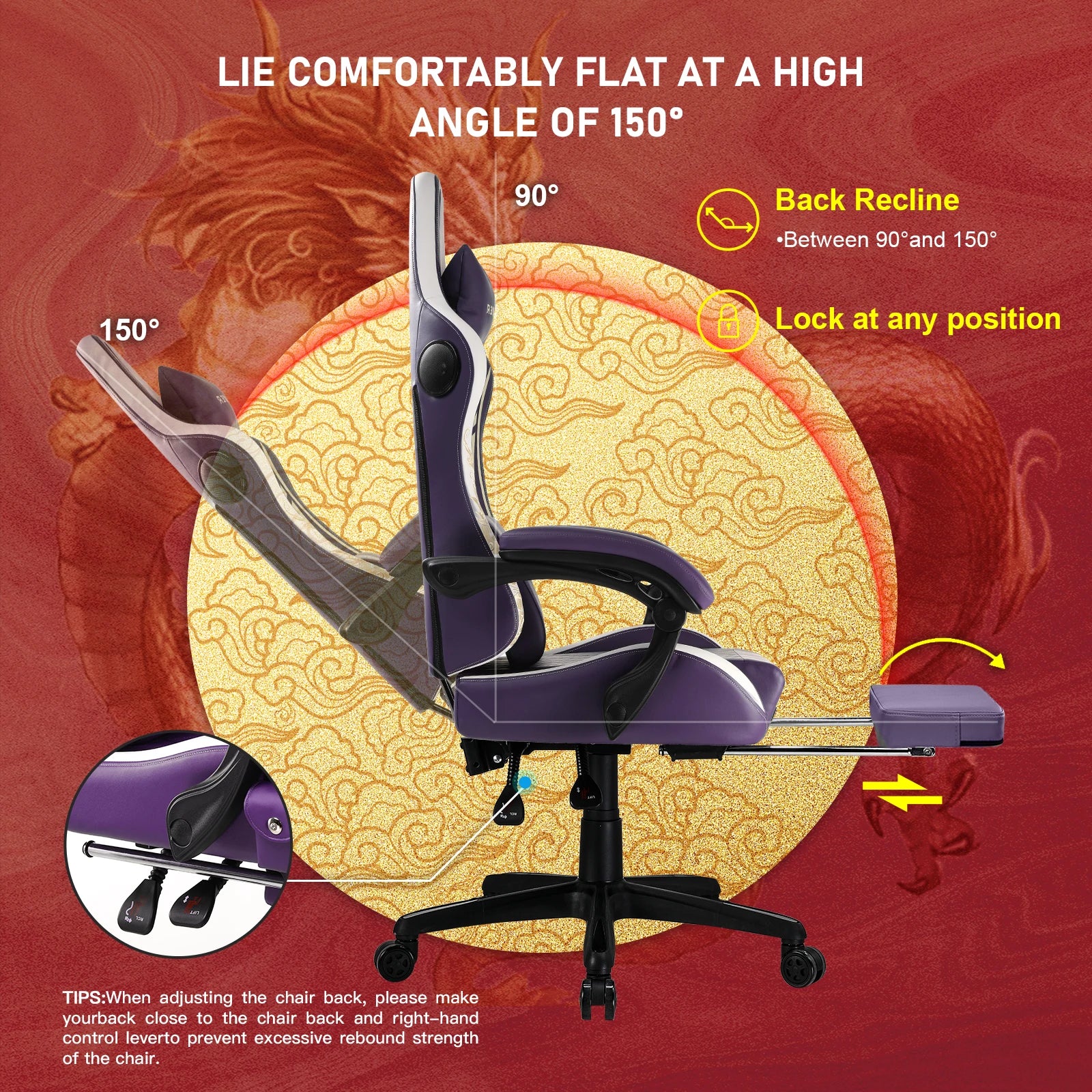 Ergonomic Gaming Chair with Footrest and Speakers