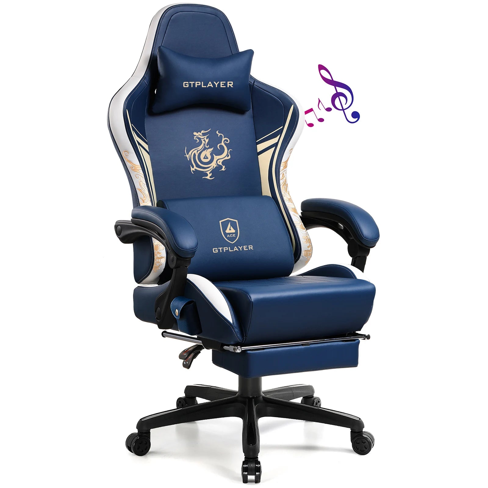 Ergonomic Gaming Chair with Footrest and Speakers