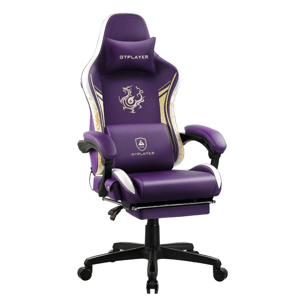 Ergonomic Gaming Chair with Footrest and Speakers