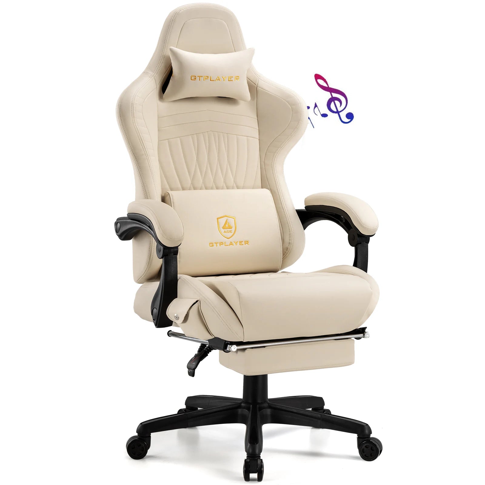 Swiveling Gaming Chair with Speakers and Footrest