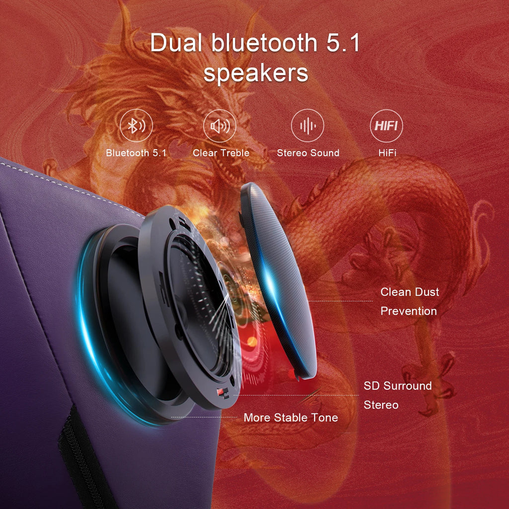 Ergonomic Gaming Chair with Footrest and Speakers