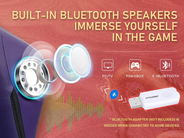 Ergonomic Gaming Chair with Footrest and Speakers