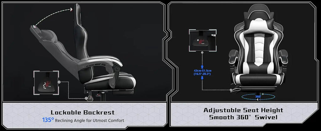 Ergonomic Gaming Chair with Massage and Footrest