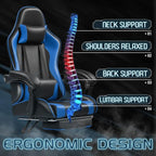 Ergonomic Gaming Chair with Footrest and Massage