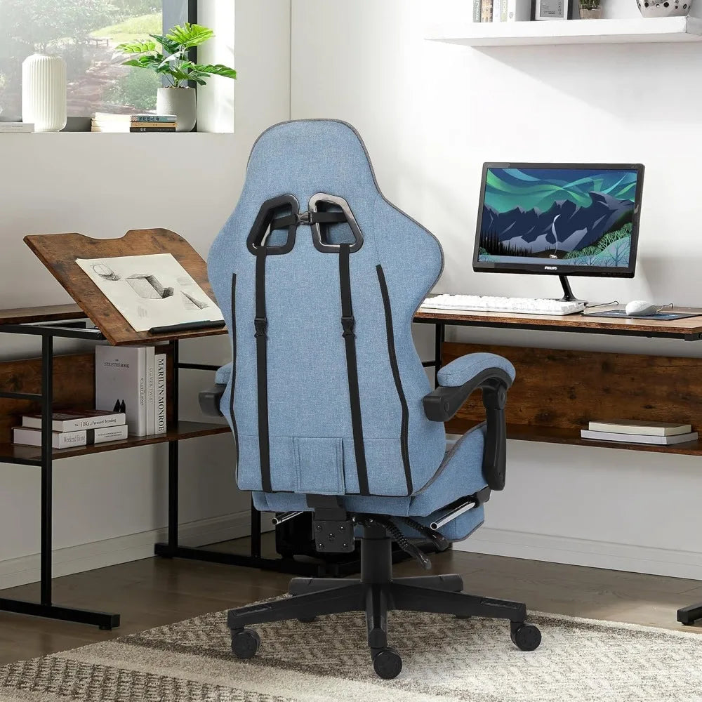 Ergonomic Gaming Chair with Footrest and Armrests