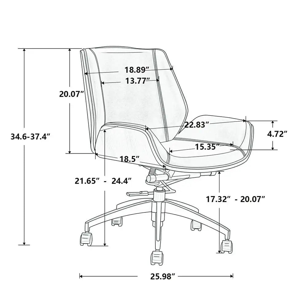 Armless Swivel Low Back Leather Office Chair