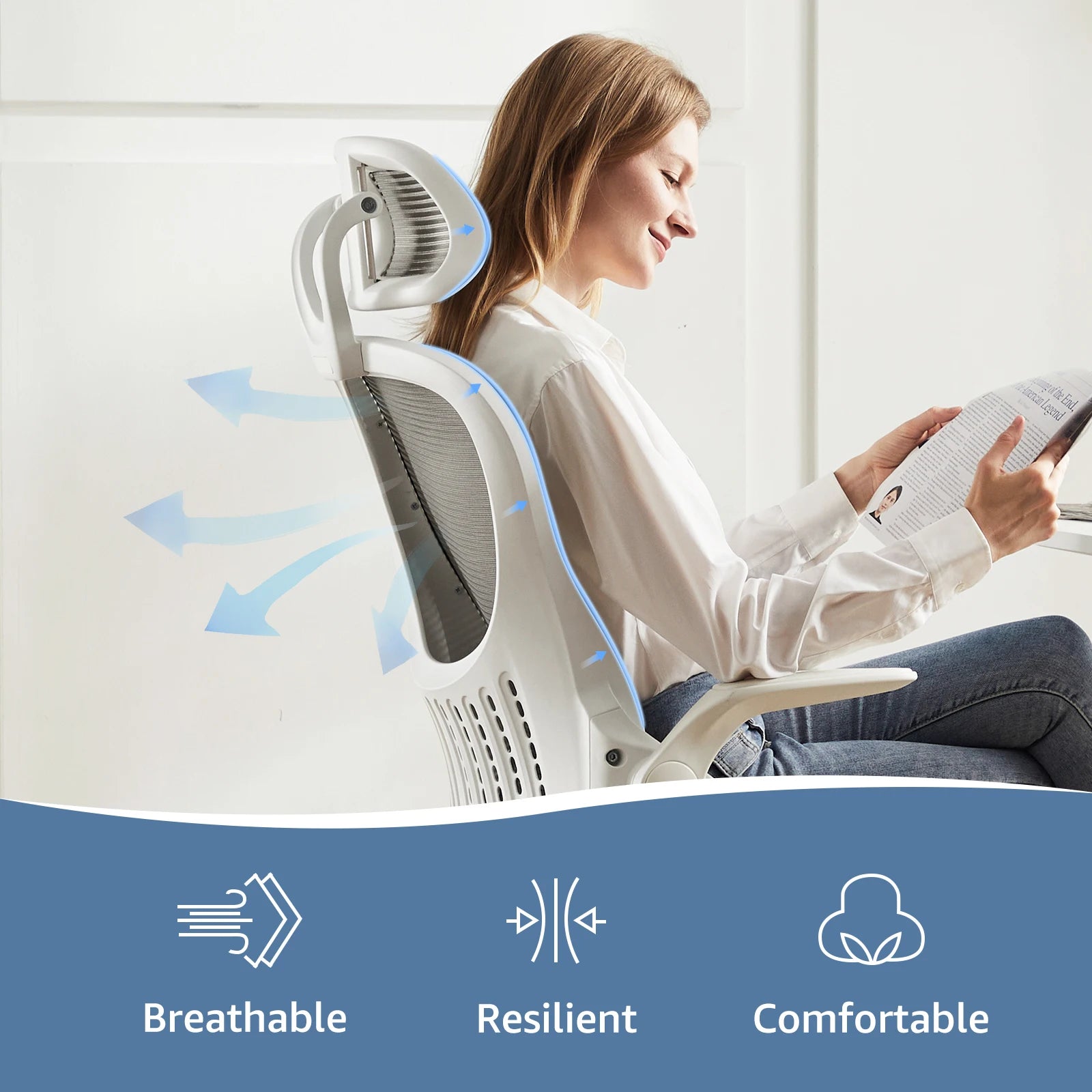 Mesh Ergonomic Office Chair with Flip-Up Arms