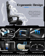 Ergonomic Gaming Chair with Massage and Footrest