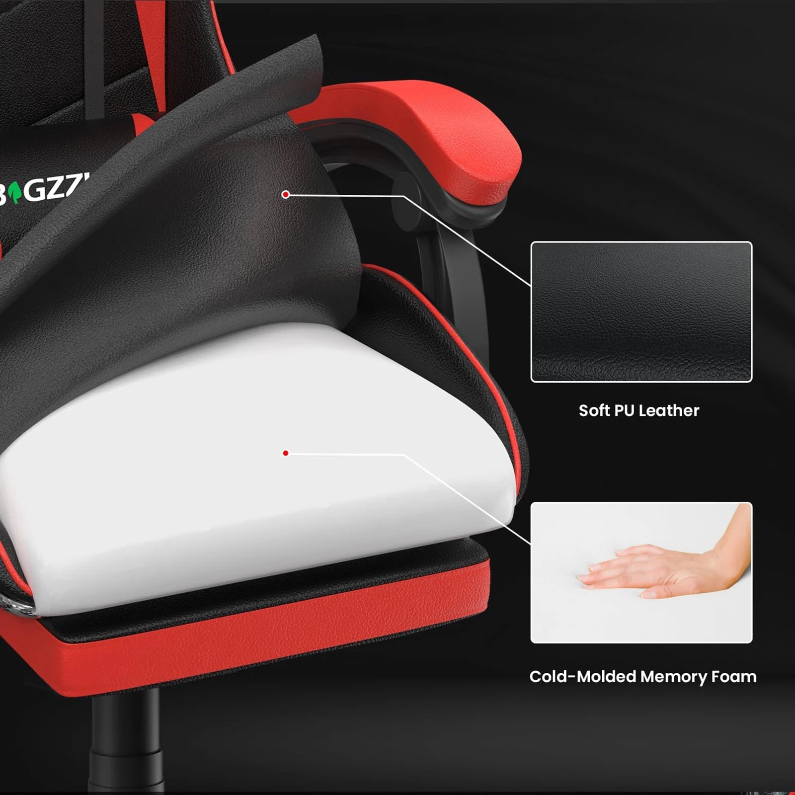 Ergonomic Gaming Chair with Footrest and Headrest