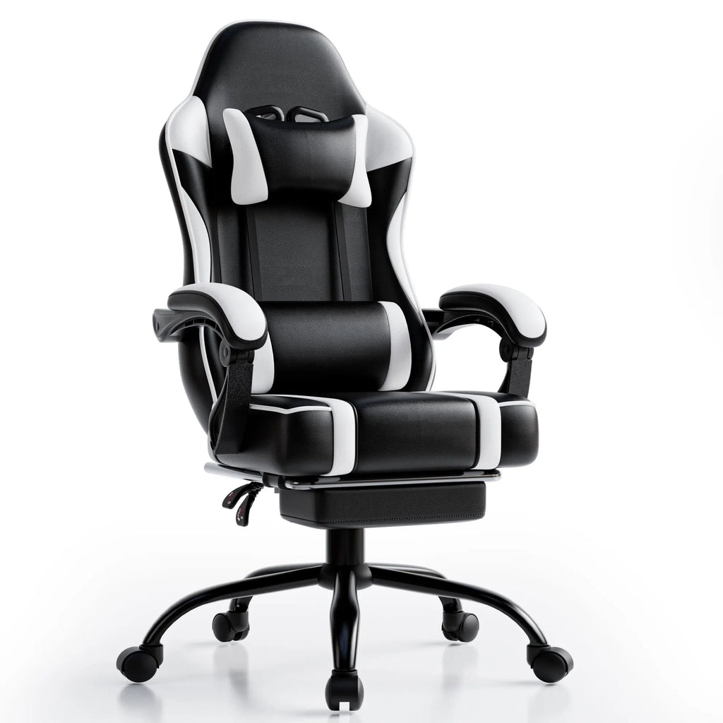 Ergonomic Gaming Chair with Footrest and Headrest