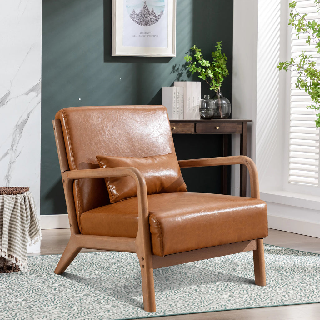 Solid Wood Casual Living Room Chair with Pillow