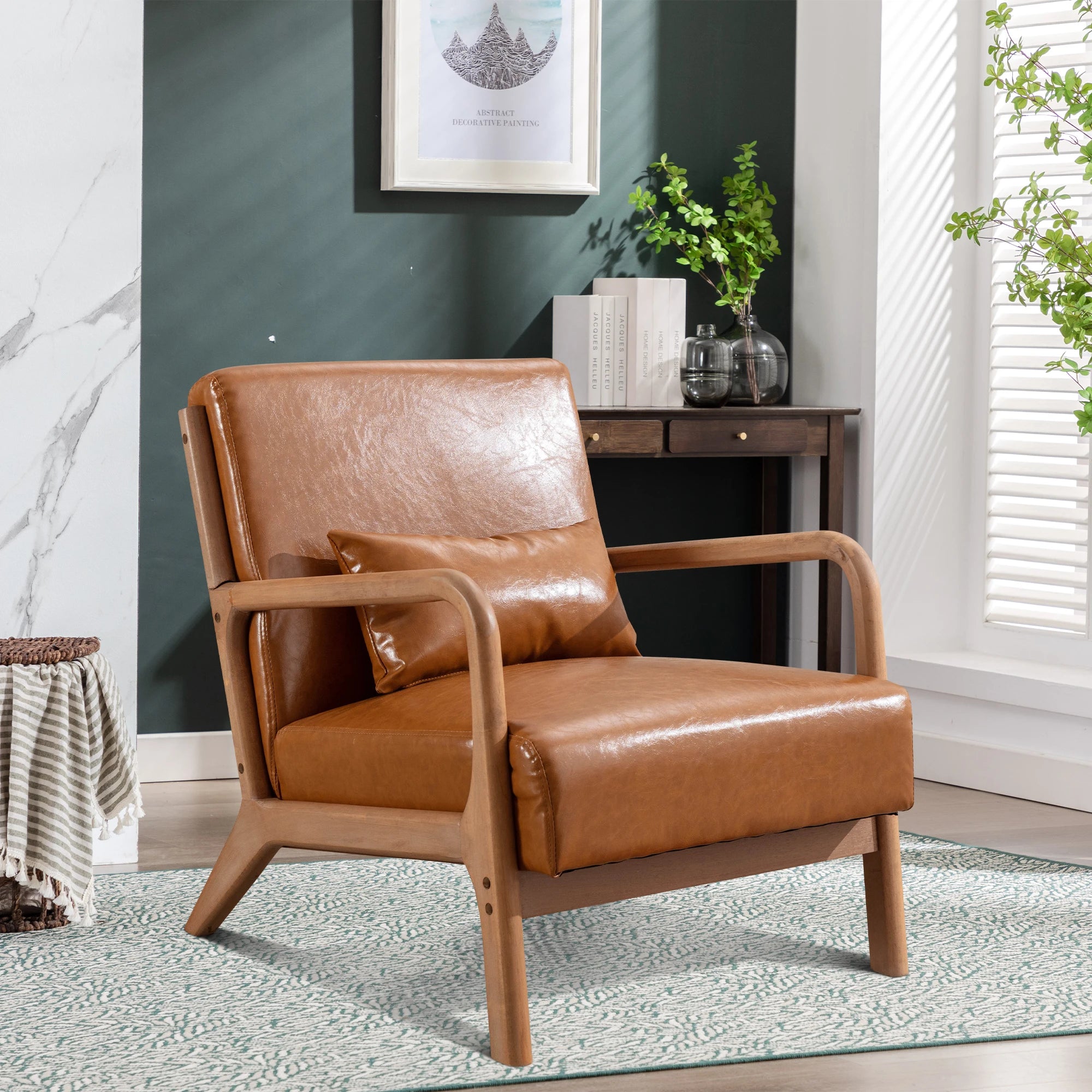Solid Wood Casual Living Room Chair with Pillow