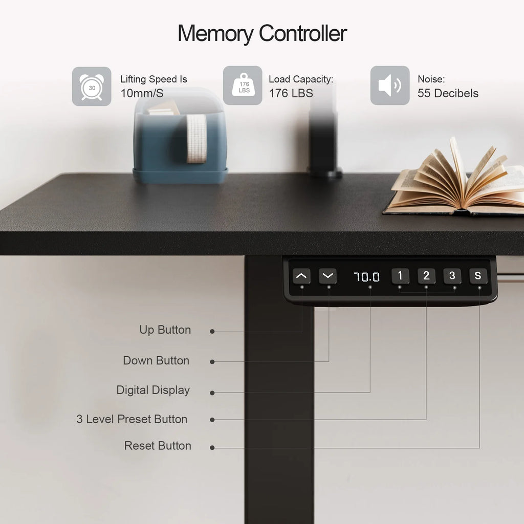 Electric Standing Desk with Adjustable Monitor Shelves