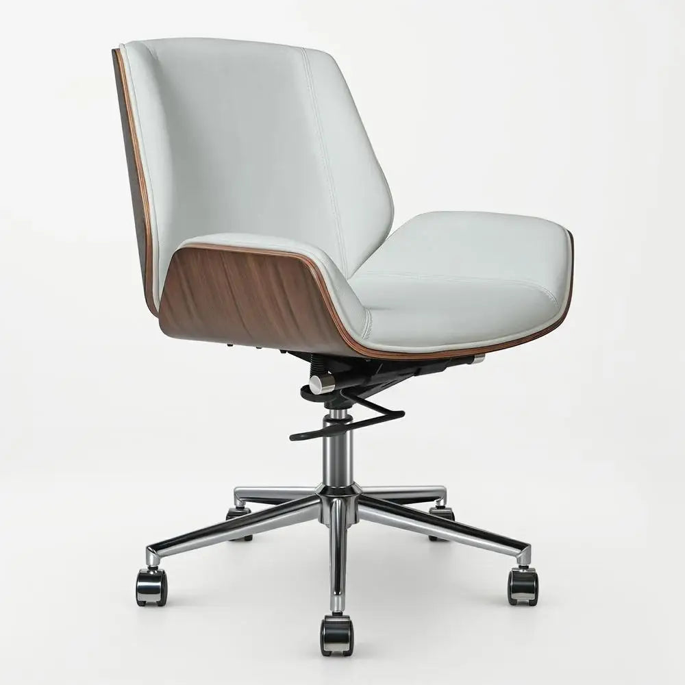 Armless Swivel Low Back Leather Office Chair