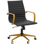 Ergonomic Swivel Leather Ribbed Office Chair