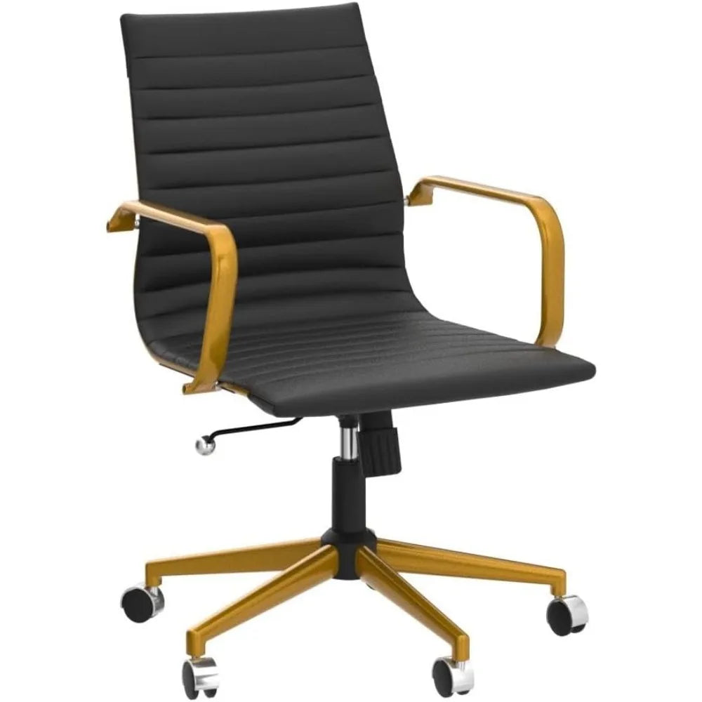 Ergonomic Swivel Leather Ribbed Office Chair