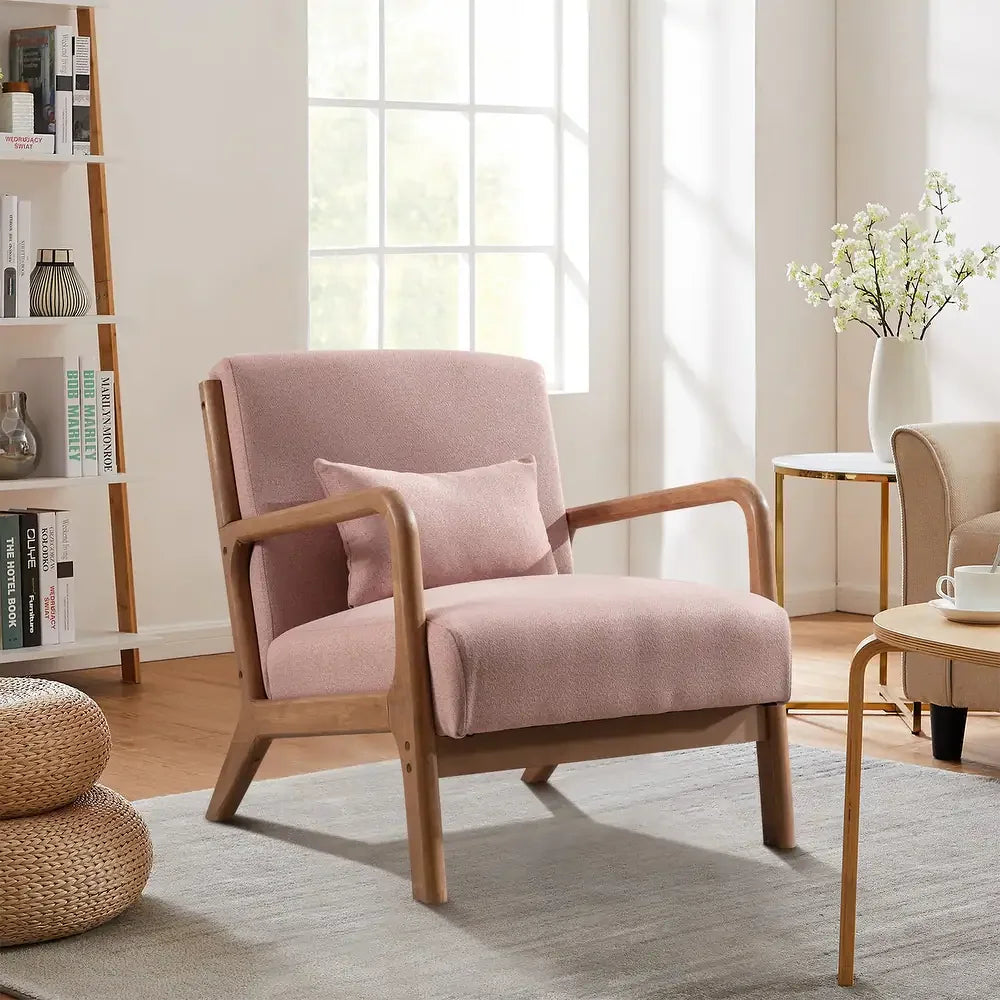 Solid Wood Casual Living Room Chair with Pillow