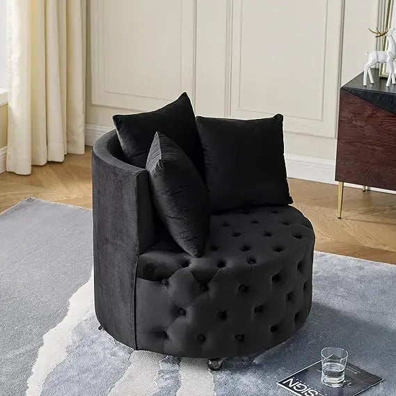 Modern Round Swivel Club Sofa with Pillows
