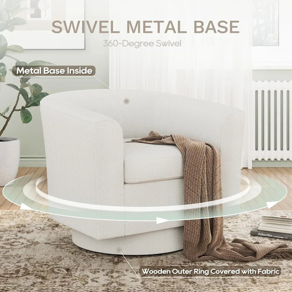 Swivel Barrel Chair with Ottoman and Storage