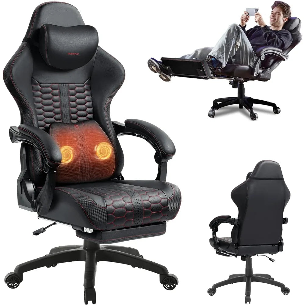 Big and Tall Gaming Chair with Massage and Footrest