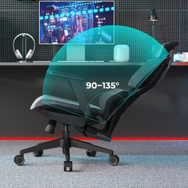Reclining Gaming Chair with Adjustable Lumbar Support