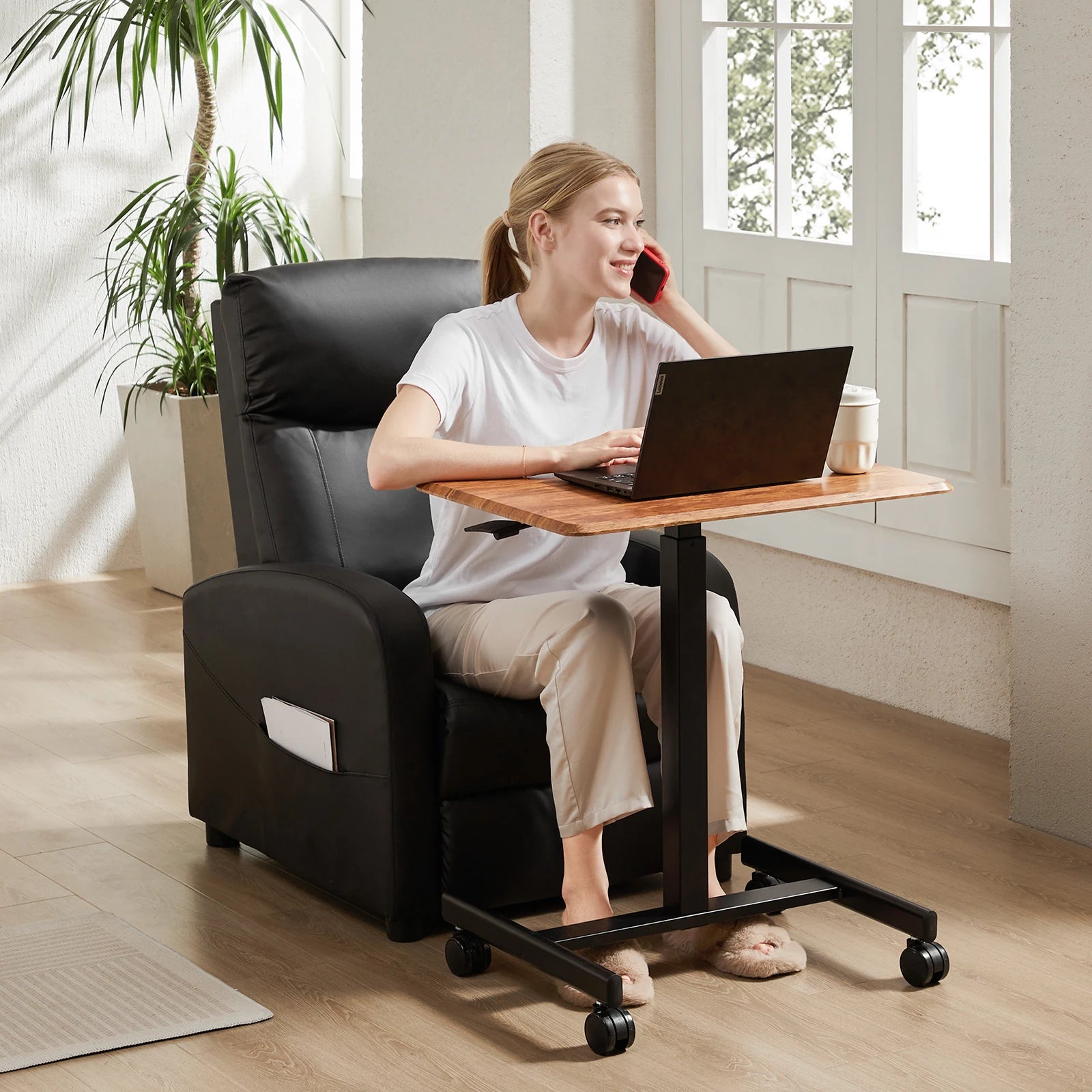 Portable Laptop Computer Desk with Lockable Wheels