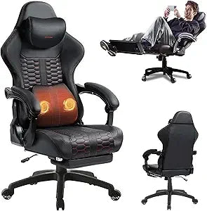 Big and Tall Gaming Chair with Massage and Footrest