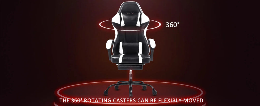 Ergonomic Gaming Chair with Footrest and Headrest