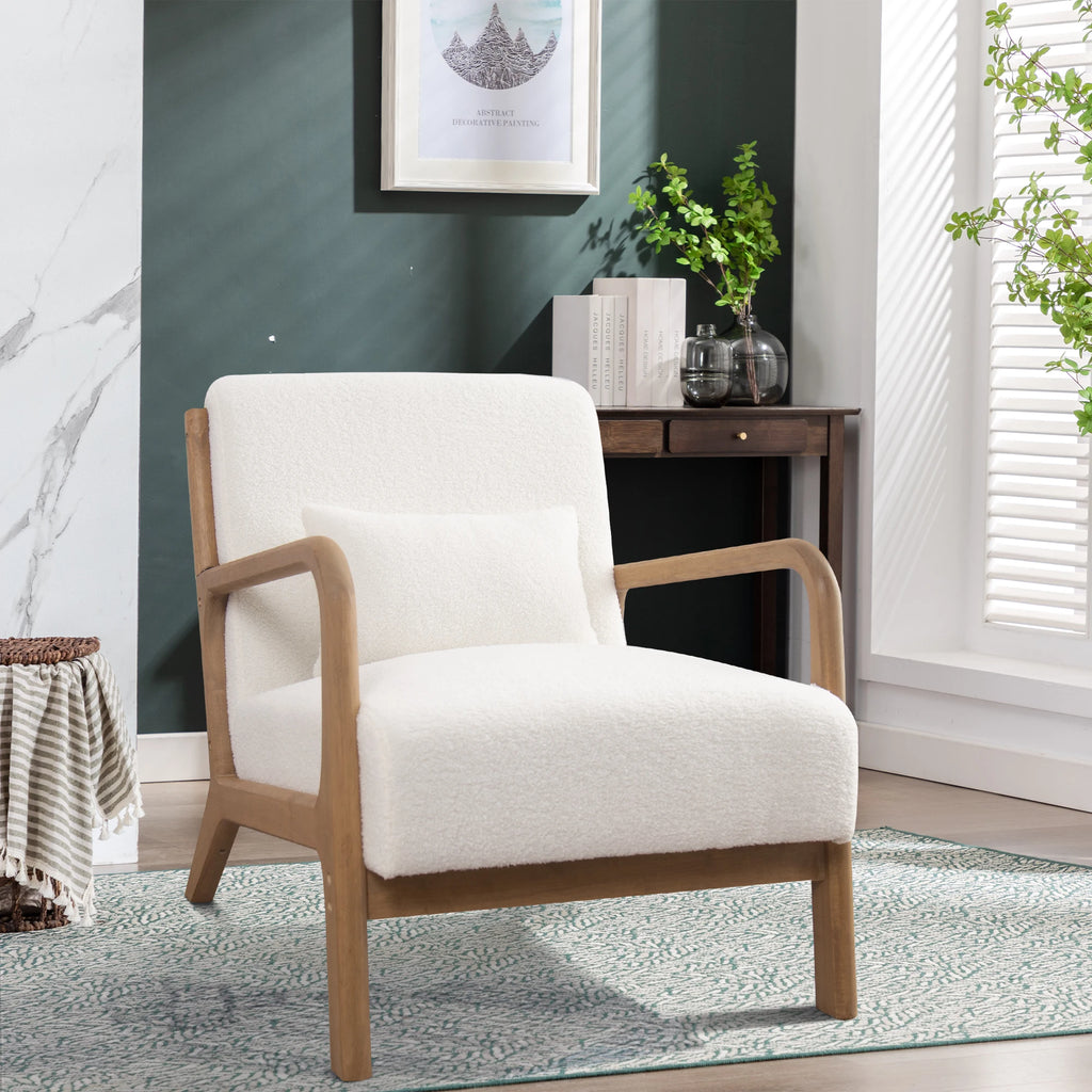 Solid Wood Casual Living Room Chair with Pillow