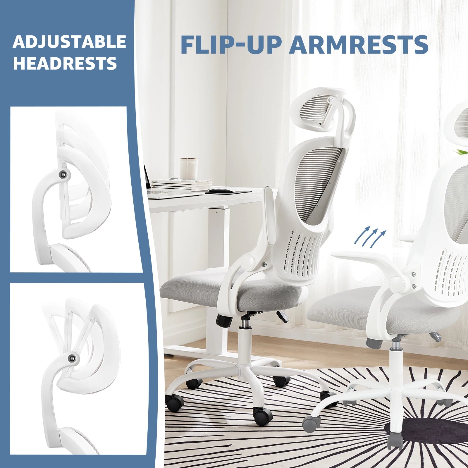 Mesh Ergonomic Office Chair with Flip-Up Arms