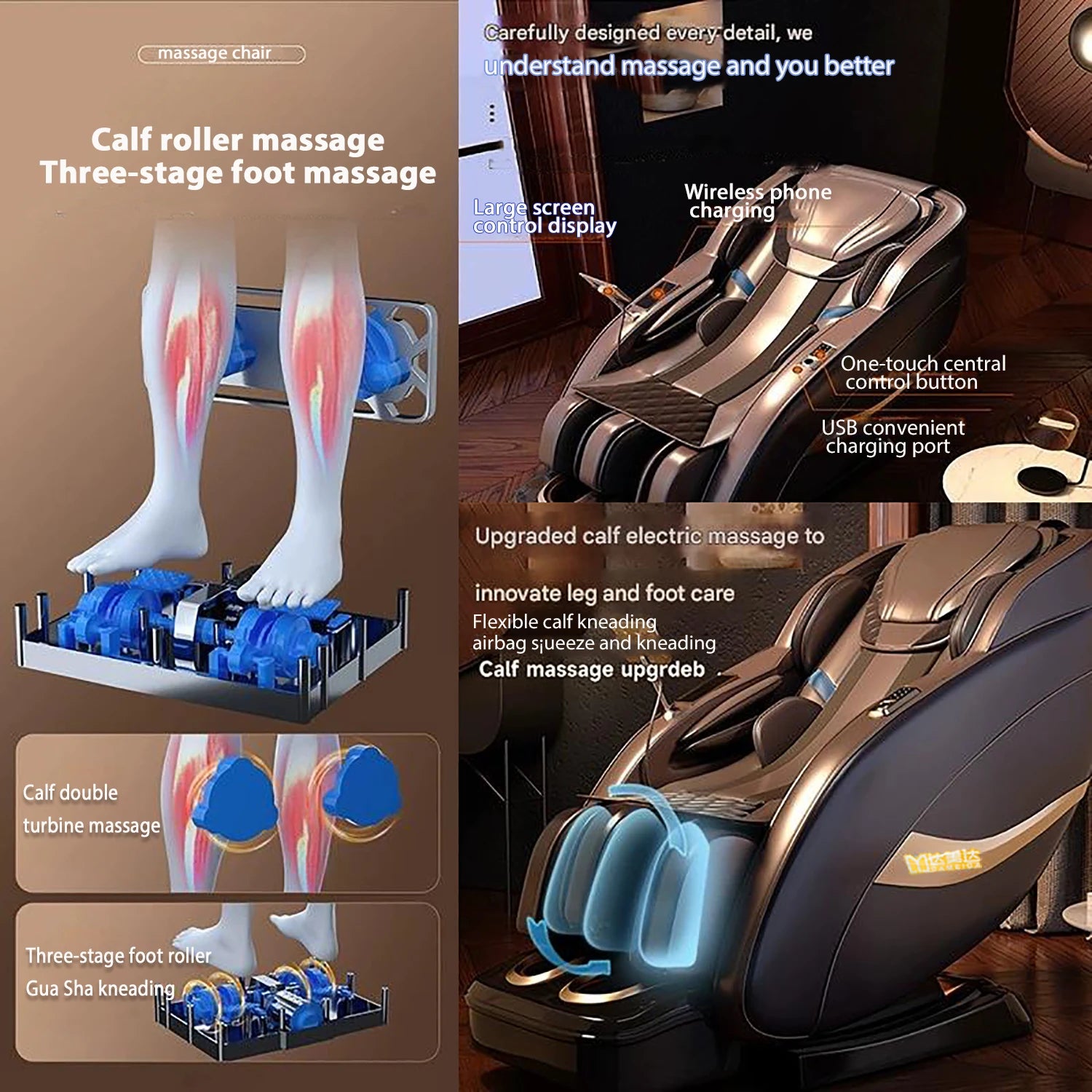 4D Full Body Zero Gravity Shiatsu Recliner
