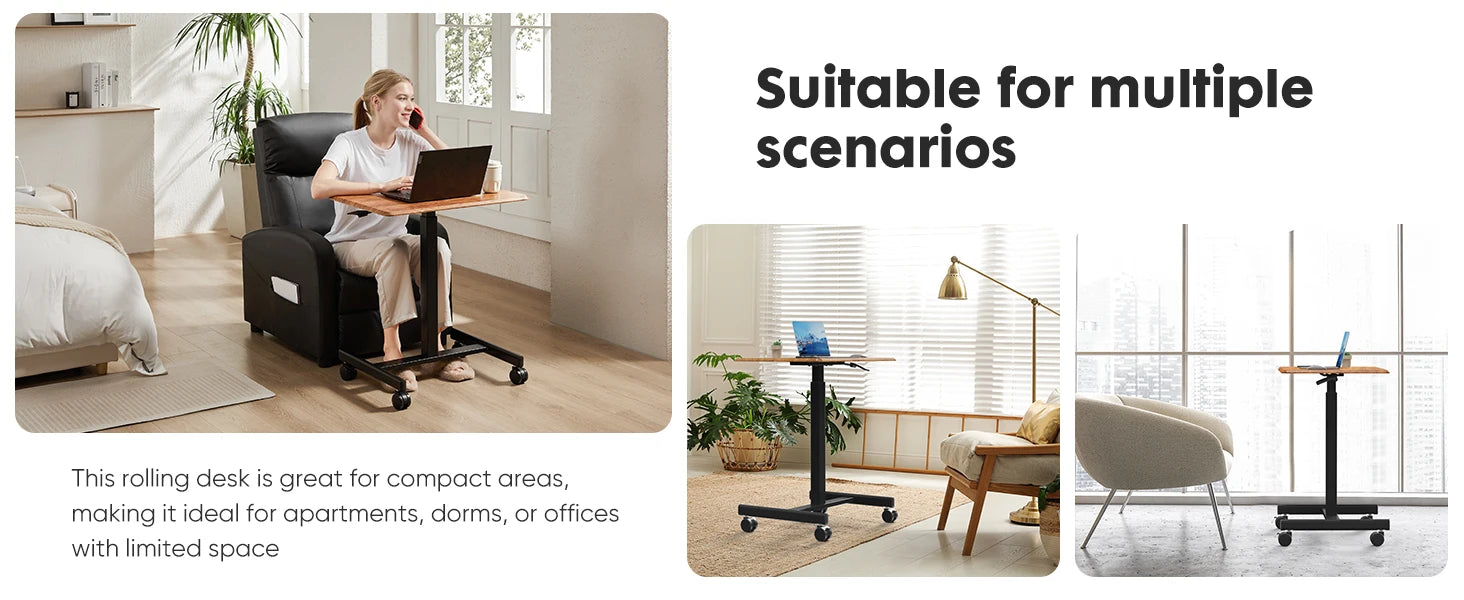 Portable Laptop Computer Desk with Lockable Wheels