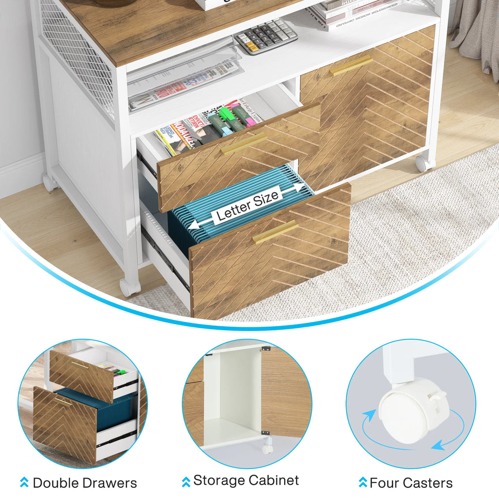 63-Inch Computer Desk with Bottom Storage Shelf