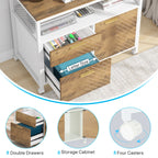 63-Inch Computer Desk with Bottom Storage Shelf