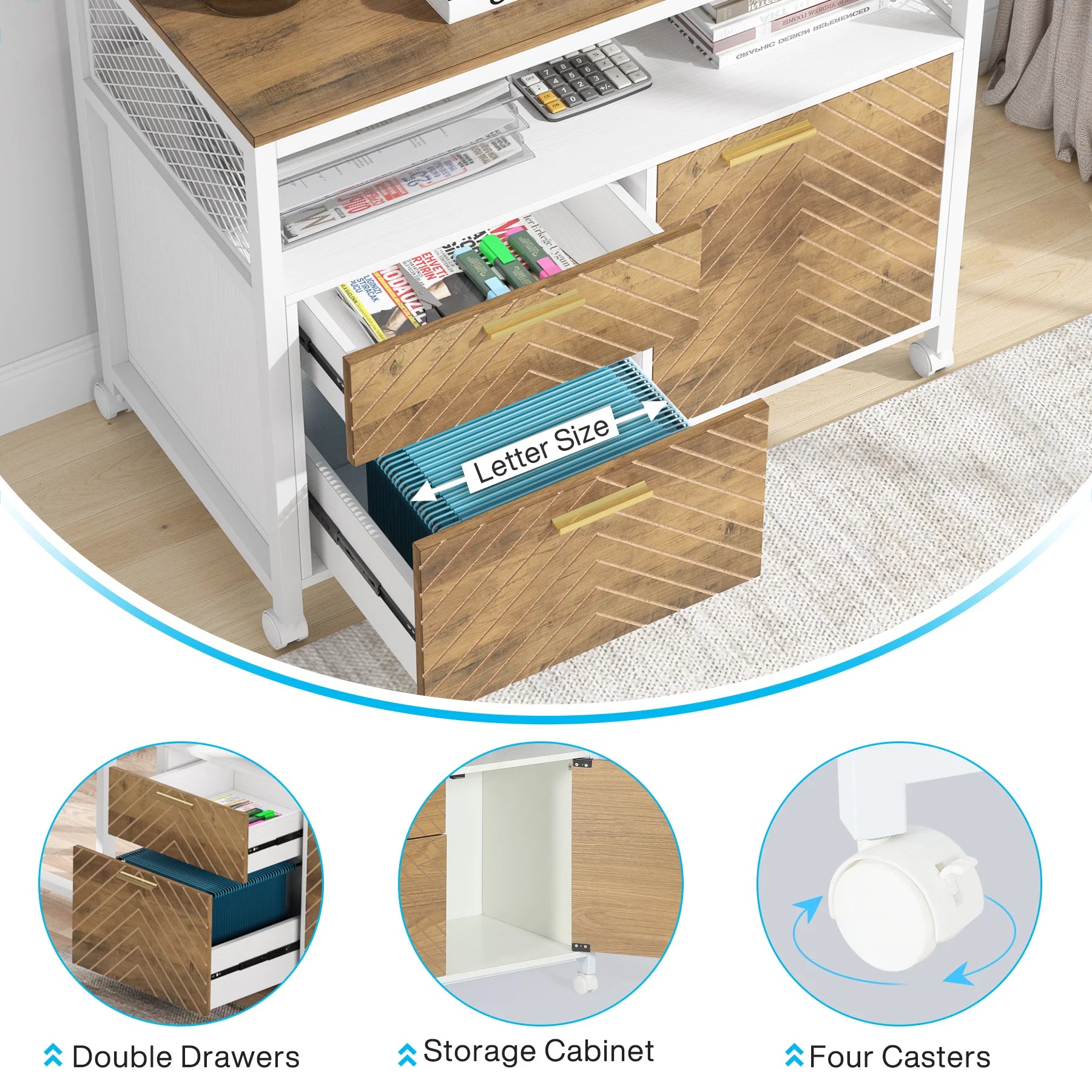 63-Inch Computer Desk with Bottom Storage Shelf
