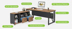L-Shaped Executive Desk with Lateral File Cabinet