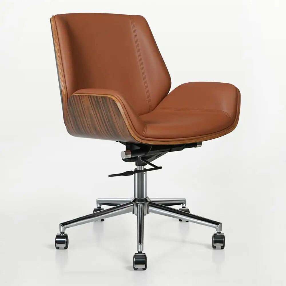 Armless Swivel Low Back Leather Office Chair