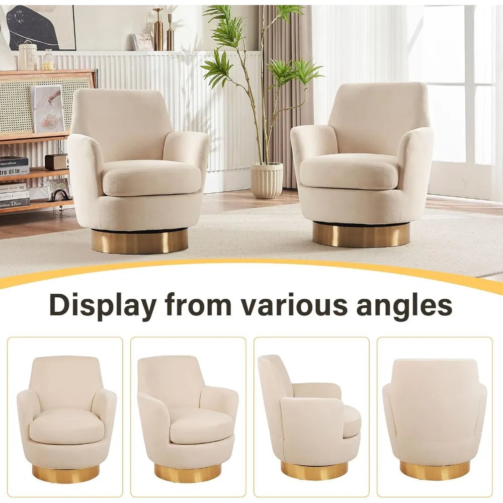 Modern Velvet Swivel Barrel Chair Set of 2