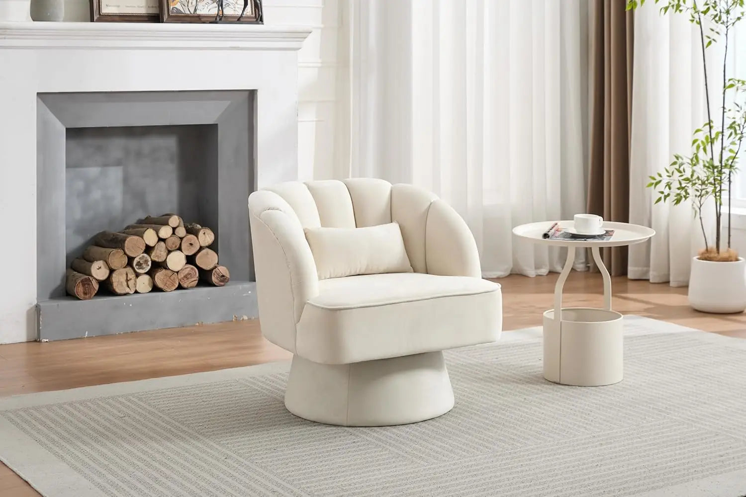 Modern Velvet Swivel Barrel Accent Chair
