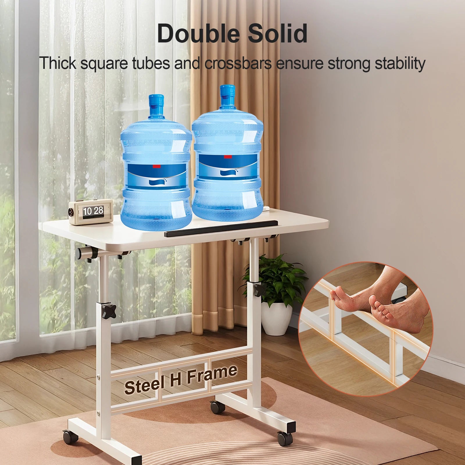 Mobile Standing Desk with Adjustable Height and Angle