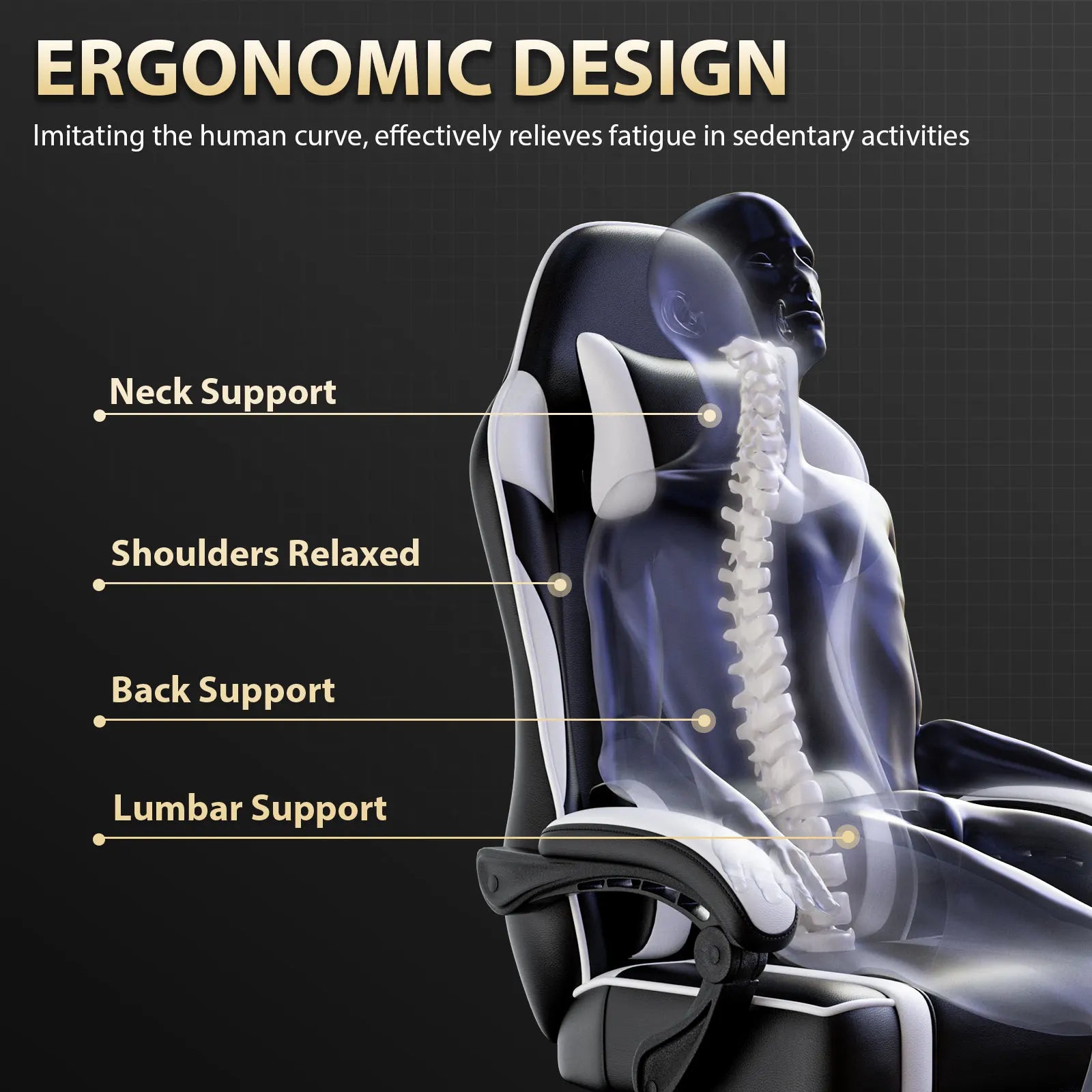 Ergonomic Gaming Chair with Footrest and Headrest