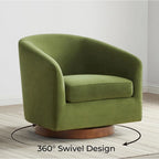 Forest Green Velvet Swivel Barrel Chair