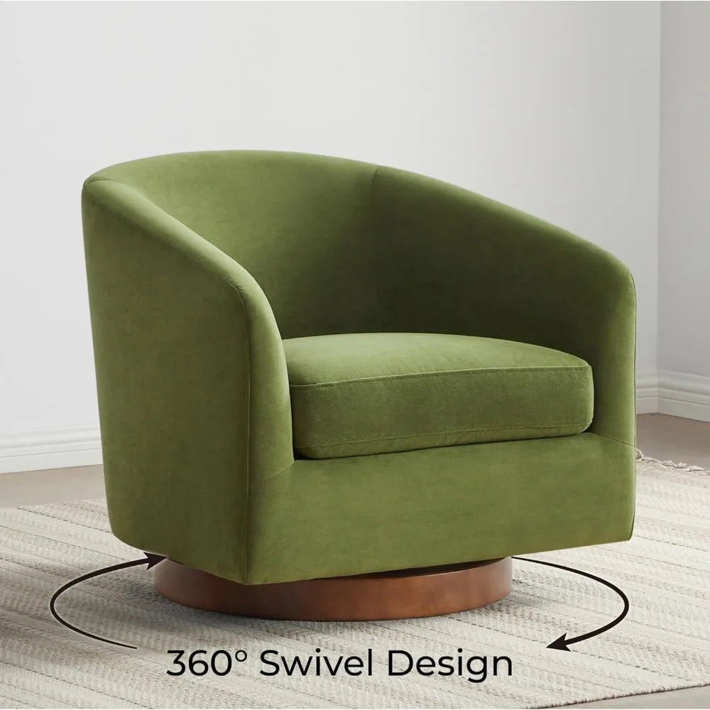 Forest Green Velvet Swivel Barrel Chair